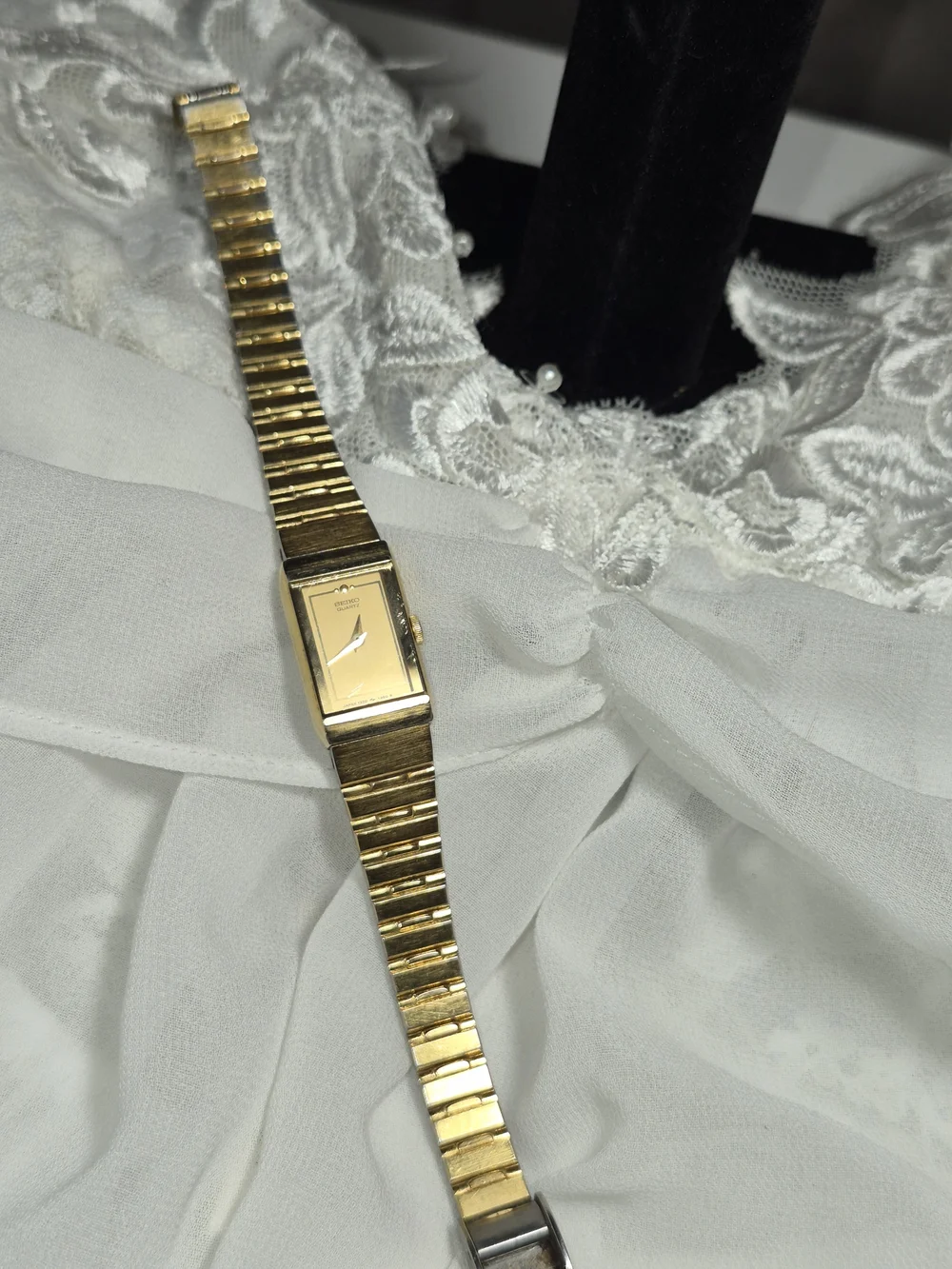 Seiko Women’s Gold-Tone Rectangular Bracelet Watch